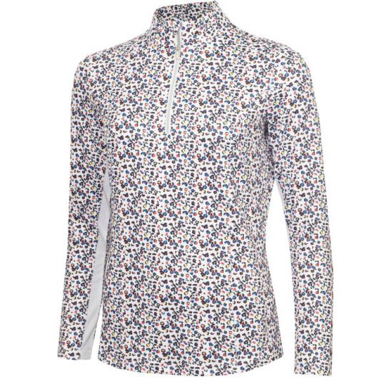 Nicola Ladies Printed Zip Neck Top Multi Colour Print