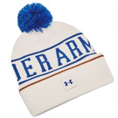 Halftime Pom Beanie White/Blue