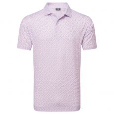 Floral Sketch Print Lisle Polo Pink Lemonade/Skyway